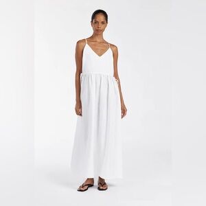 DISSH Maura White Linen Midi Dress